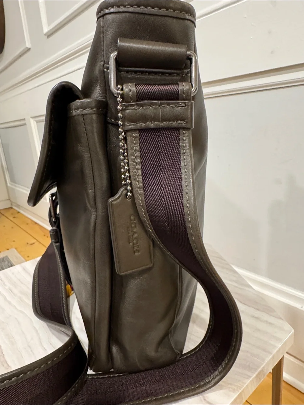 Coach Bag Messenger Dark Olive Green Leather Crossbody Bag